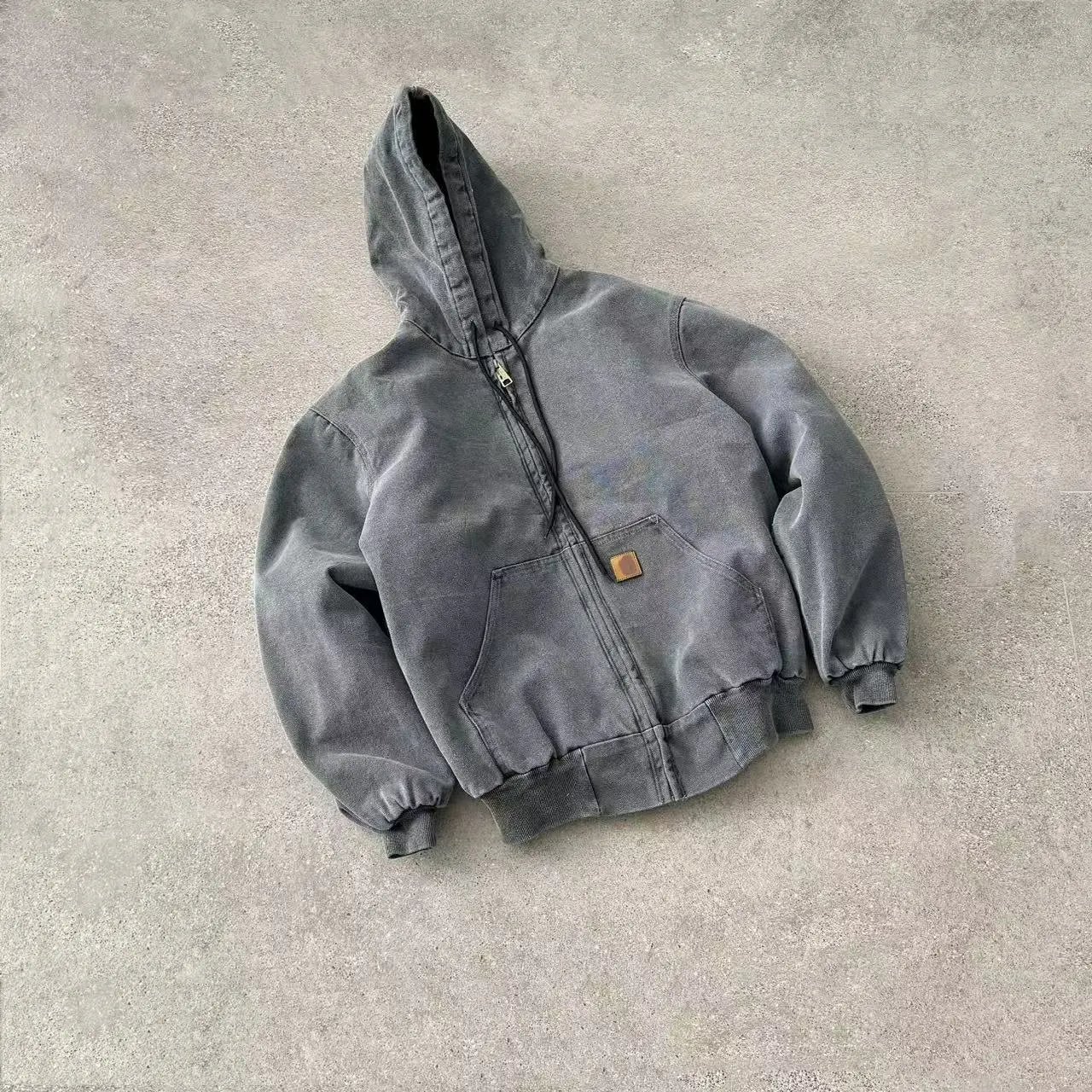 Carhartt Carhartt Washed Grey Hooded Work Jacket Grey