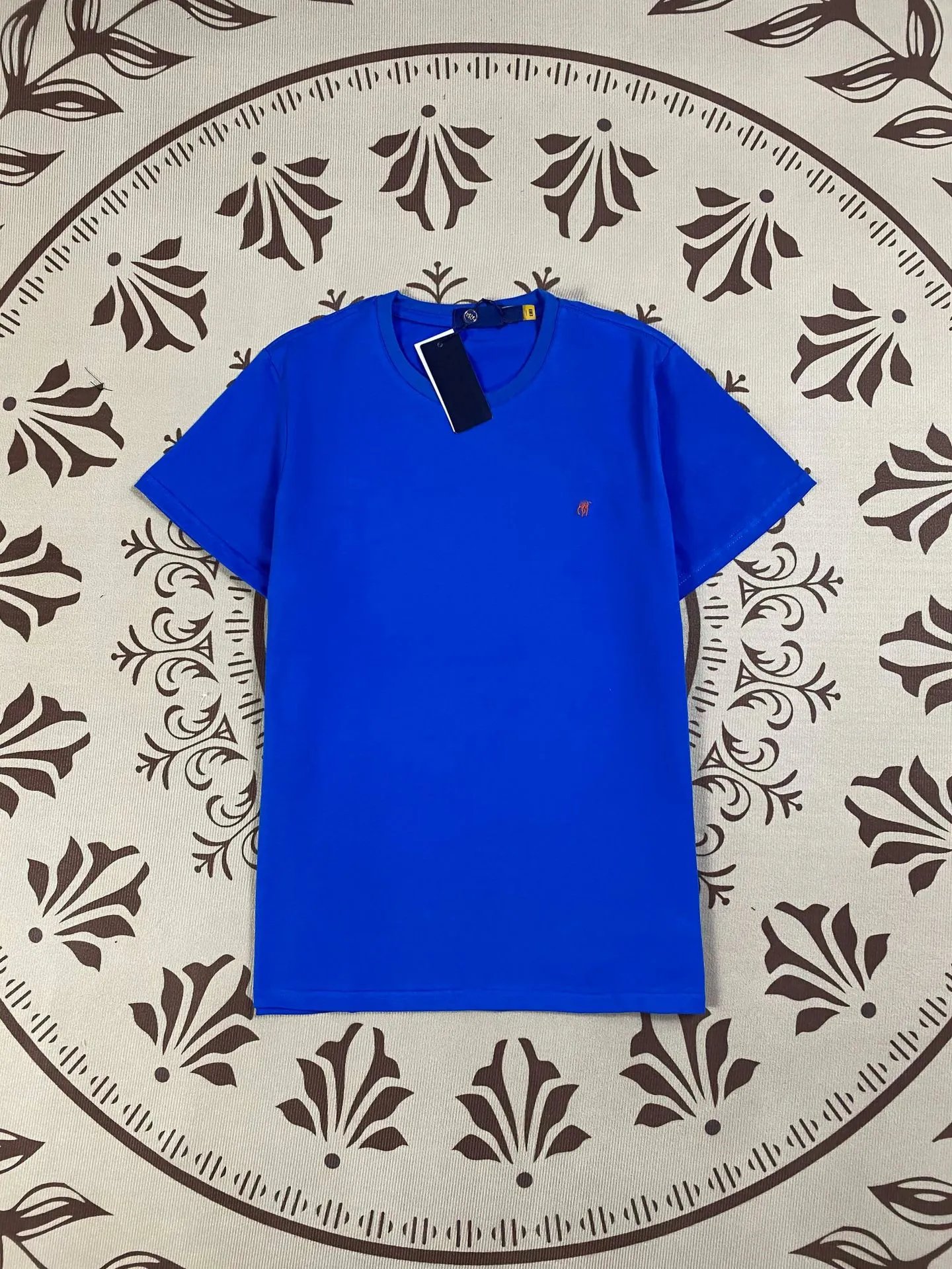 Salvatore Ferragamo Blue Cotton T-Shirt with Small Logo Blue