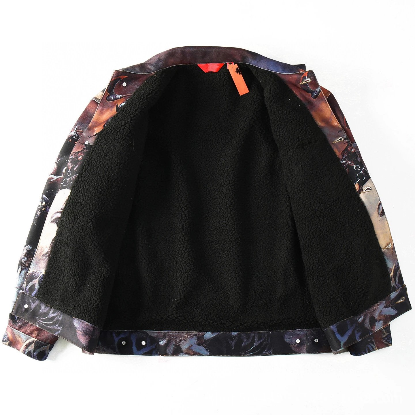 Denim Jacket Multicolor Fantasy Warrior Print Oversized Trucker Jacket
