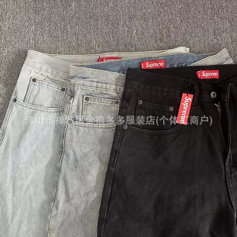 Supreme Denim Shorts Black And Light Gray Streetwear