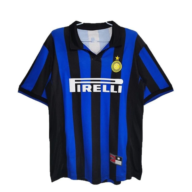 Inter Milan 1997 98 Blue Black Striped Retro Soccer Jersey