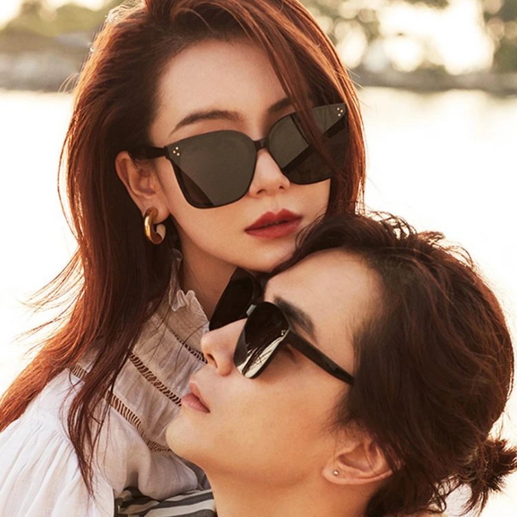 Metal Frame Sunglasses Black Square Retro Style