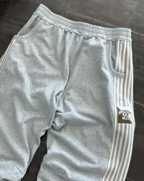 Adidas Originals Track Pants Gray with White Stripes Sweatpants - 4