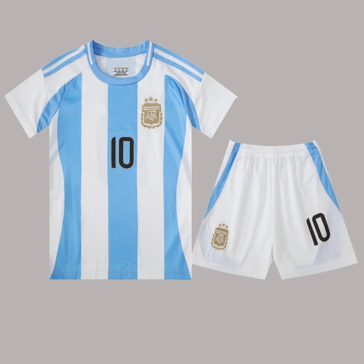 Argentina National Team 10 Blue White Striped Soccer Jersey Set