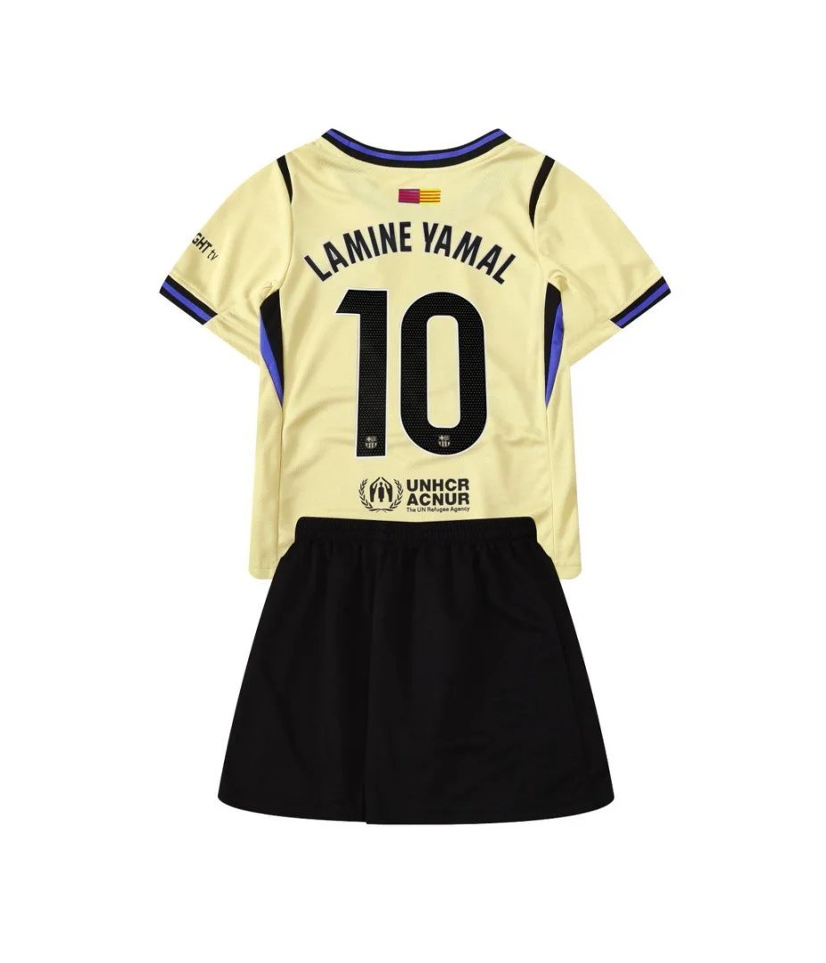 FC Barcelona FC Barcelona Lamine Yamal 10 Yellow Away Kit with Black Shorts Yellow