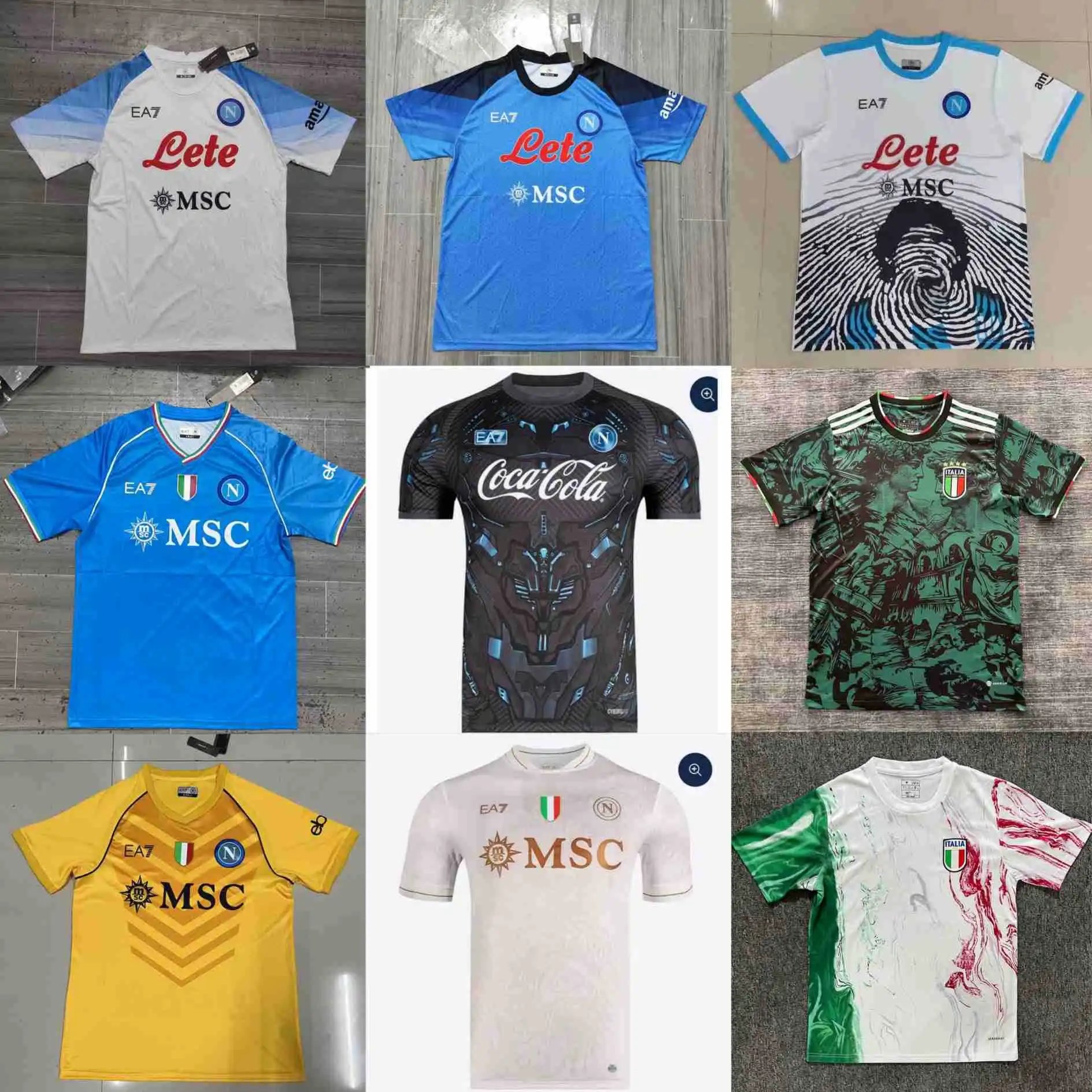 Ea7 Napoli Msc Coca-Cola Italy National Team Soccer Jerseys T-Shirt