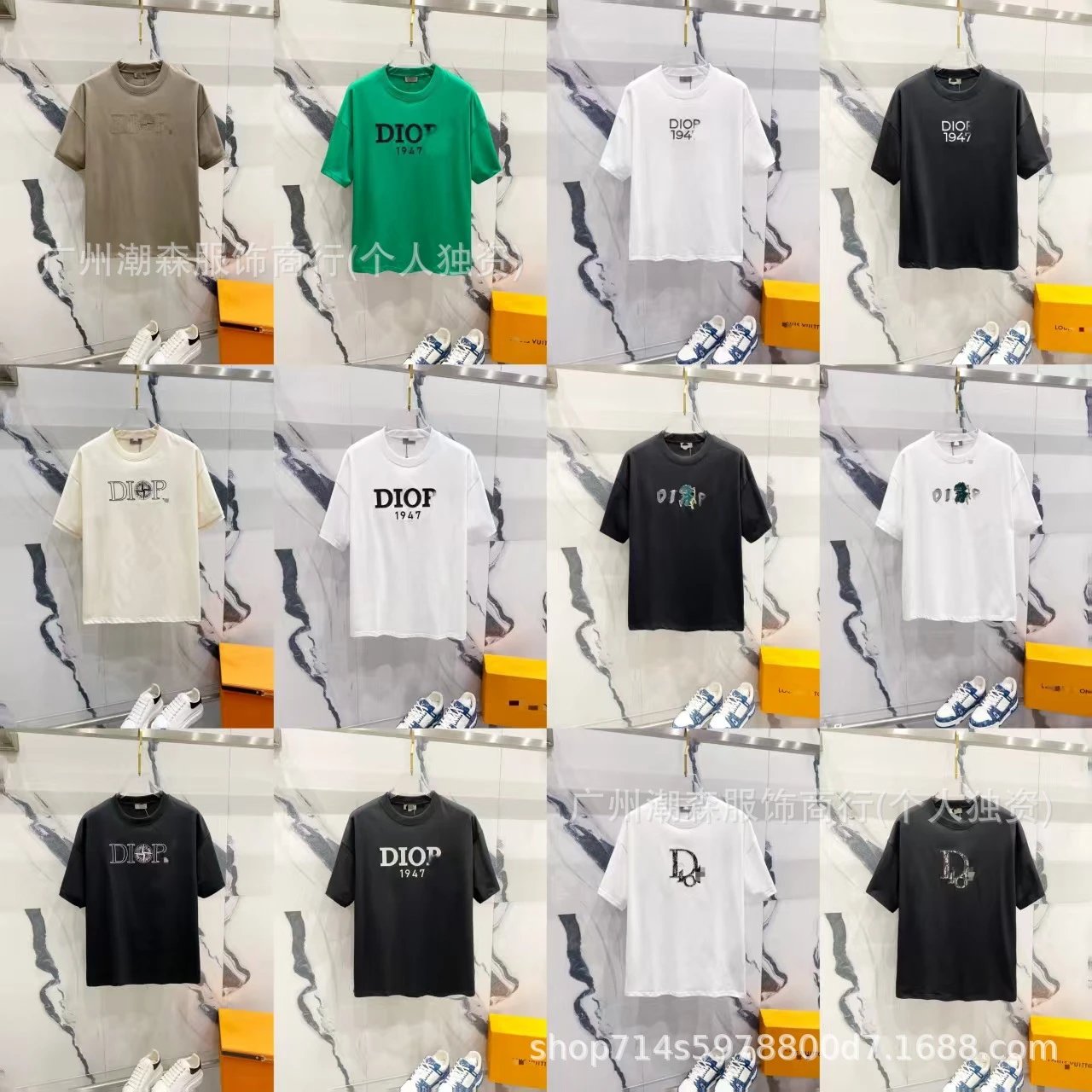 Dior T-Shirt Black White Beige Red Orange Casual Graphic Tee