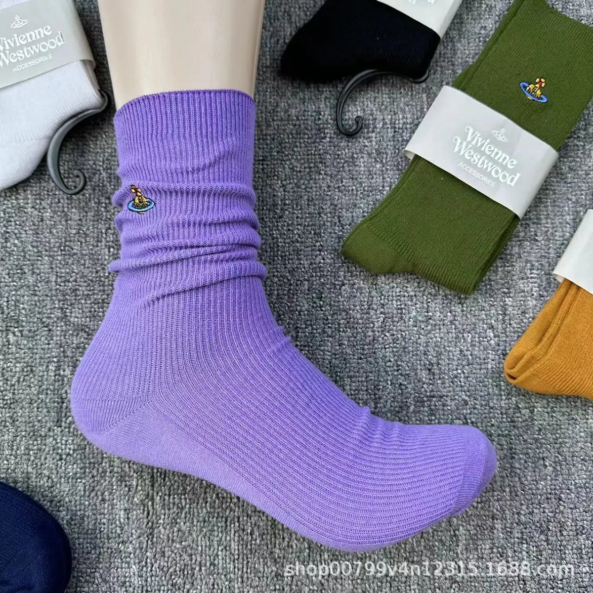 Vivienne Westwood Orb Logo Crew Socks Light Blue Socks product detail 4 in Litbuy spreadsheet finds