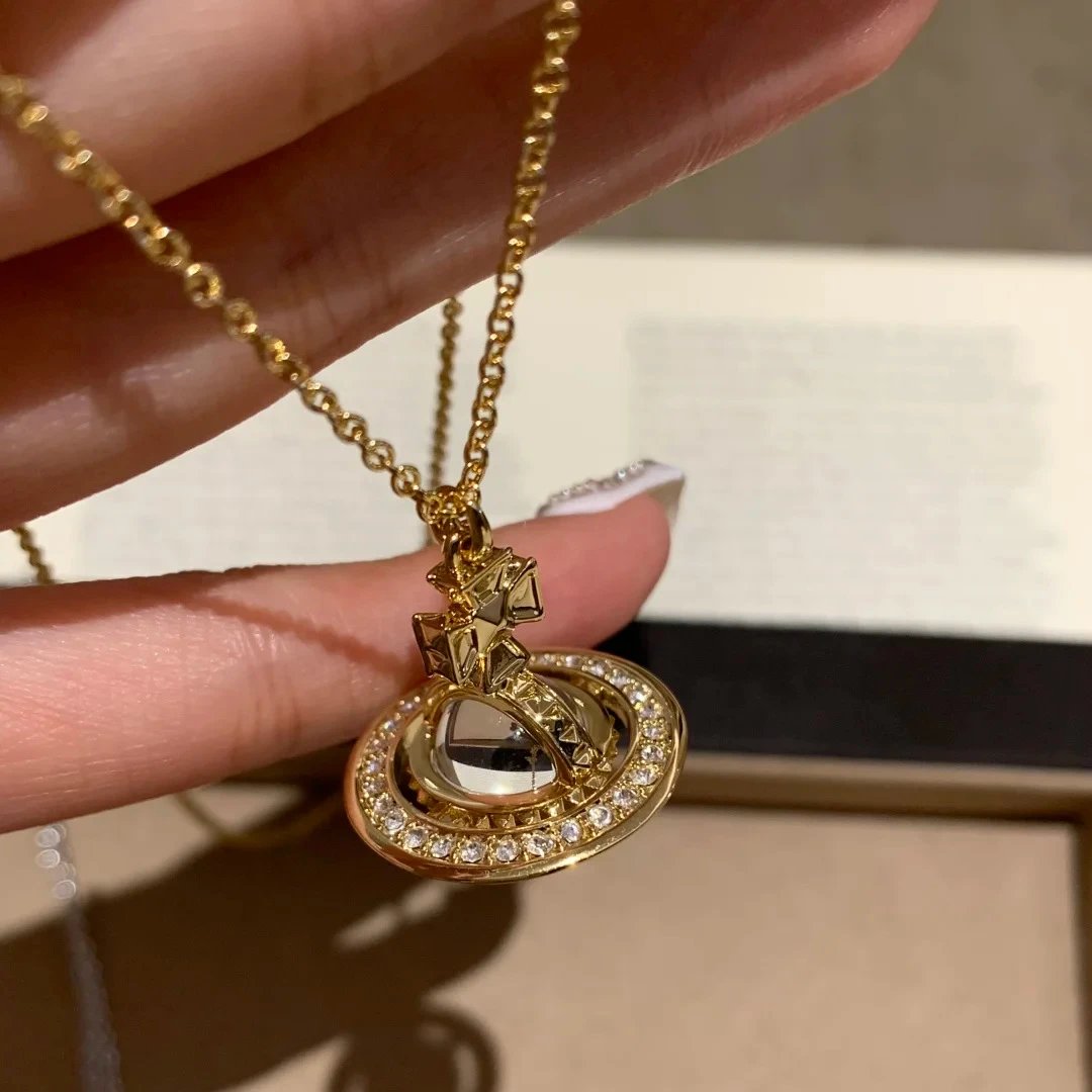 Vivienne Westwood Orb Silver Gold Crystal Pendant Necklace