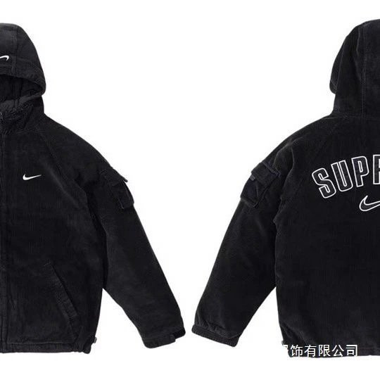 Nike Corduroy Black Hooded Zip-Up Jacket