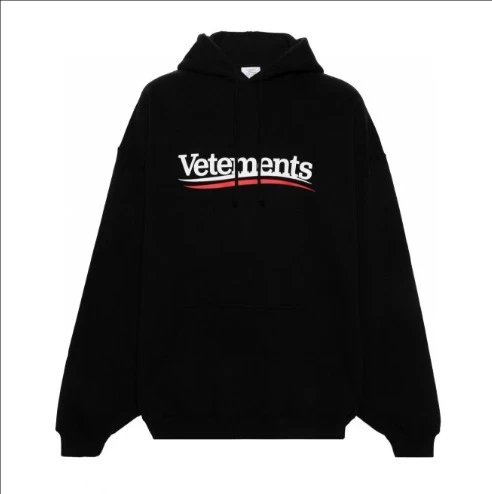 Vetements Vetements Black Oversized Hoodie with Logo Black