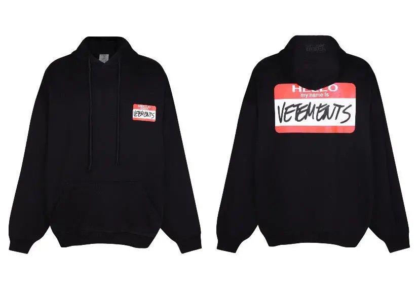 Vetements Vetements Black Hoodie with Name Tag Design Black