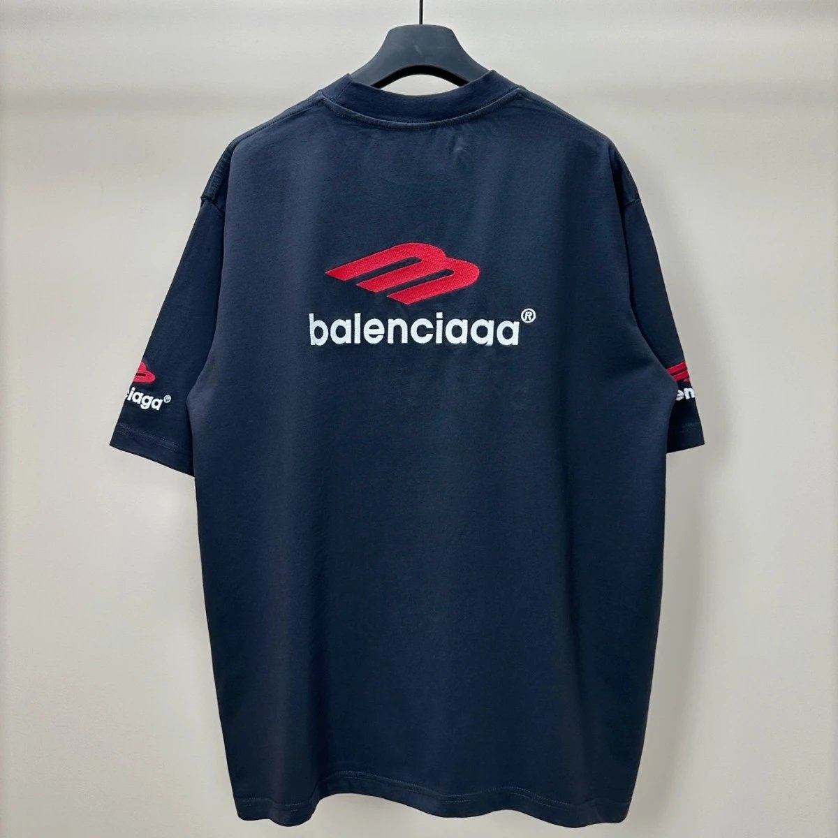 Balenciaga Logo Navy Blue Oversized T-Shirt