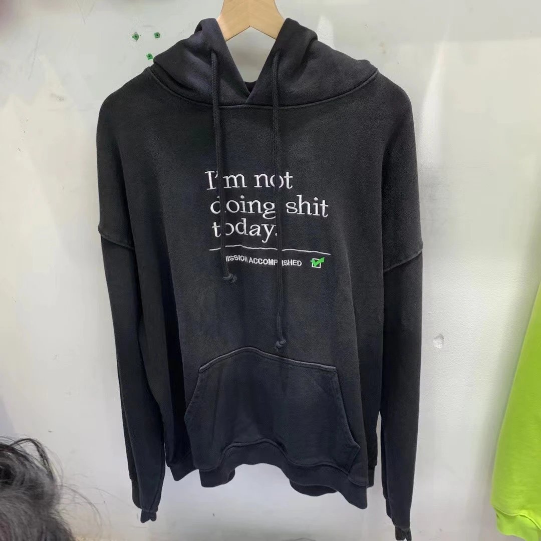 Vetements Multiple V-series hoodie designs — V116 Black