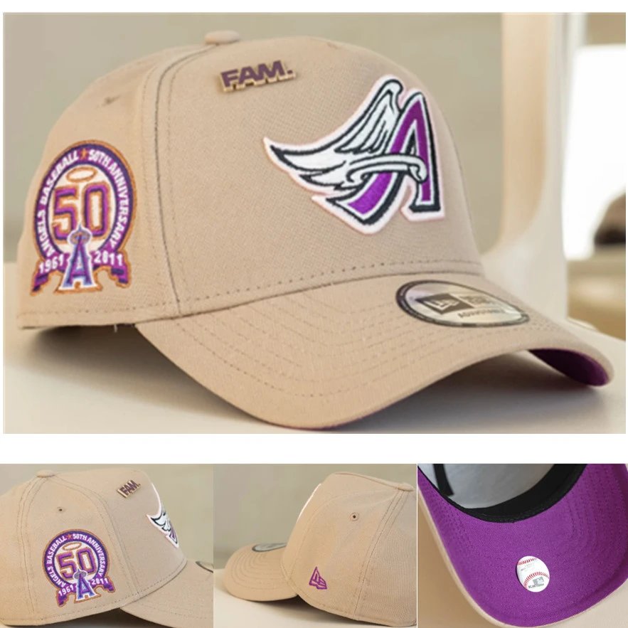 New Era New Era Angels 50th Anniversary Cap - Khaki/Purple Beige