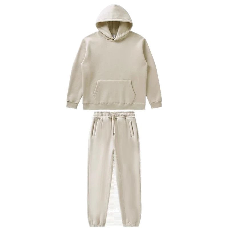 BUKUMIKU Thermal Fleece Beige Hoodie And Jogger Set