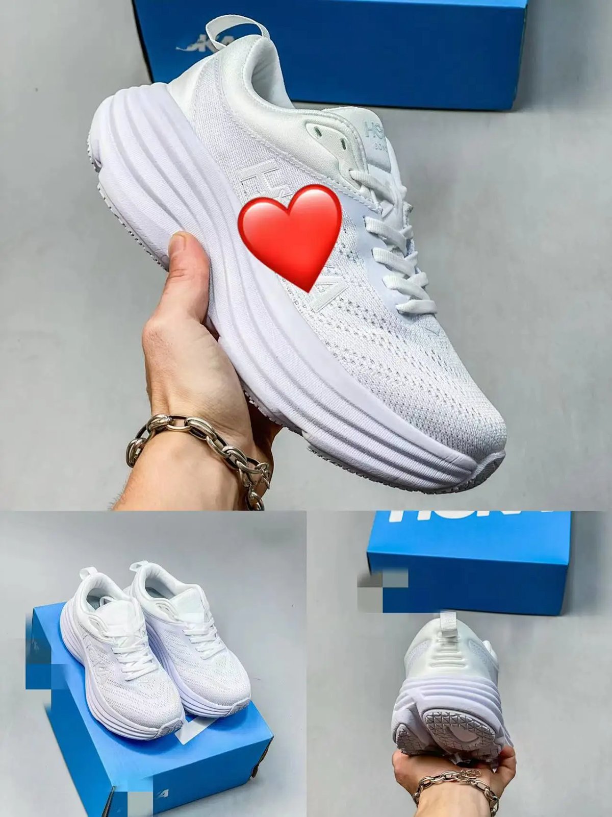 Hoka Bondi 8 Love Edition Light Blue Yellow Running Shoes product detail 11 in Litbuy spreadsheet finds
