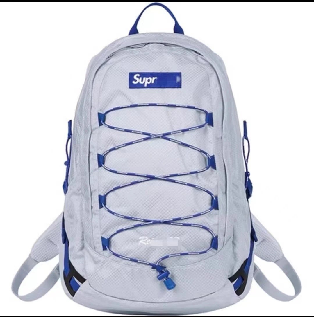 Supreme Lace-Up Mesh Backpack Gray / Blue - 1