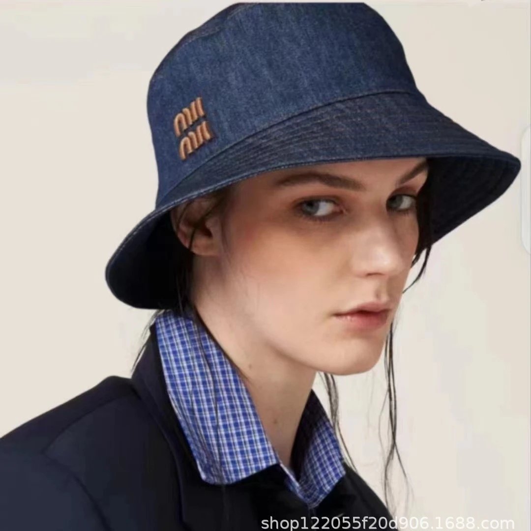 Miu Miu Denim Bucket Hat Blue Casual