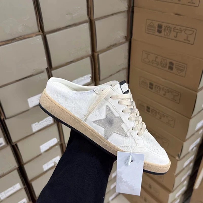Unbranded Sneakers Distressed low-top with star appliqué — Gray Star