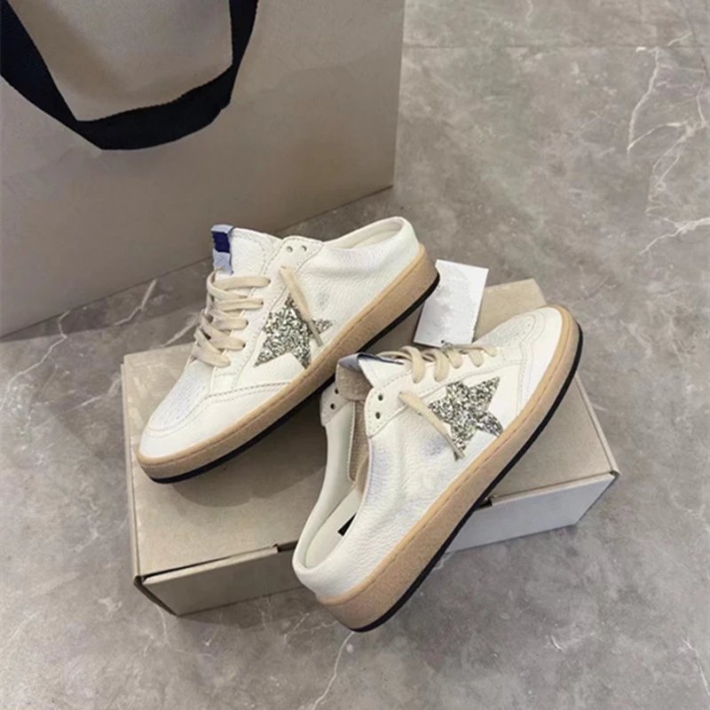 Unbranded Sneakers Distressed low-top with star appliqué — Silver Star