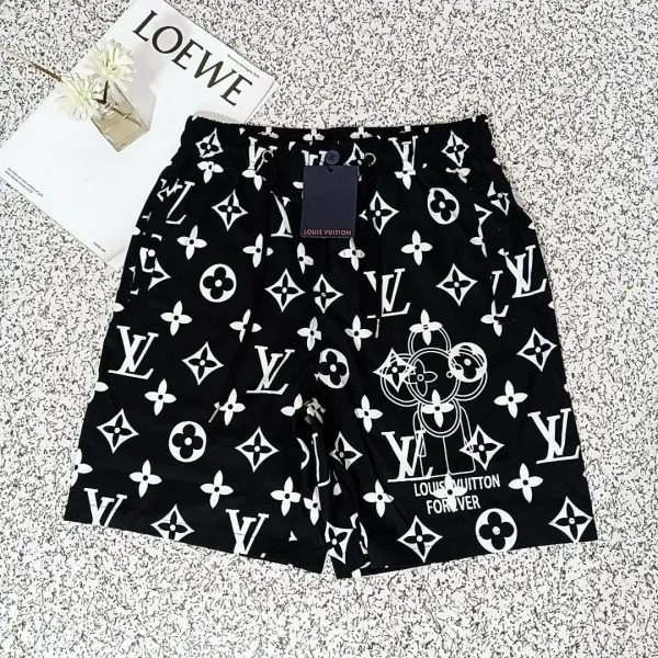 Louis Vuitton Monogram Print Drawstring Shorts Navy - 14