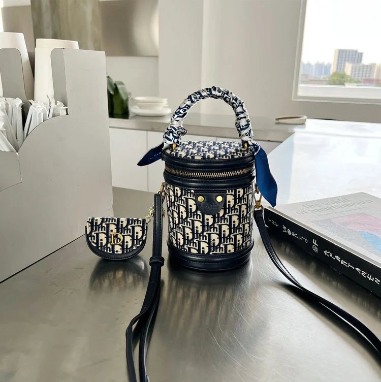 Dior Oblique Canvas Mini Saddle Bag Navy and White Crossbody Bag - 16
