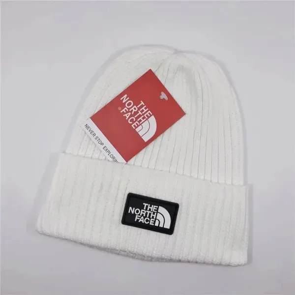 The North Face Logo Patch Beanie White - 1