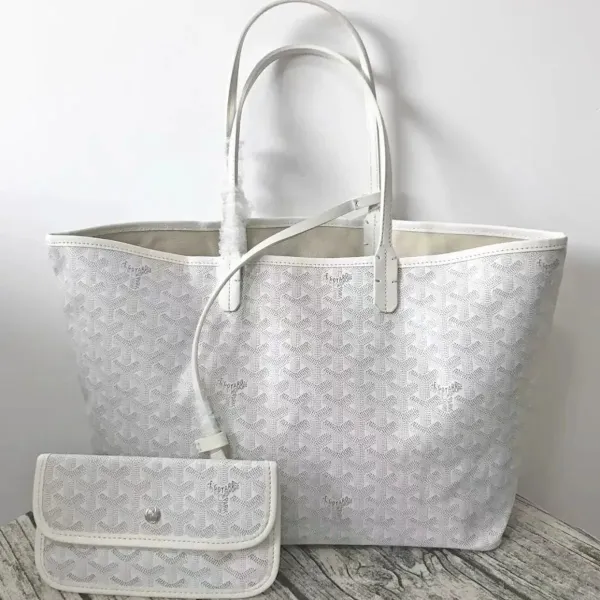 Goyard Saint Louis Tote White Canvas Handbag with Wallet - 1