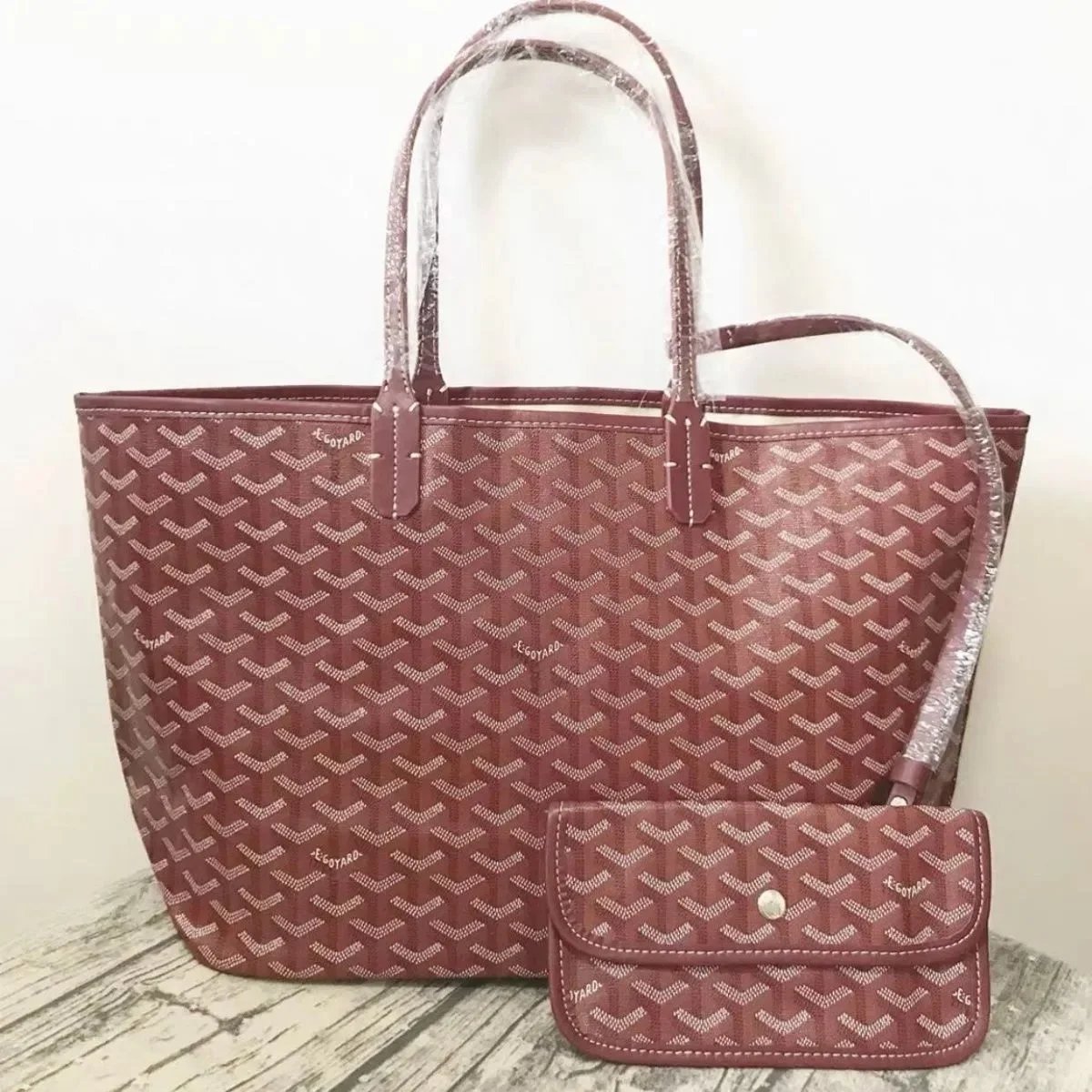 Goyard Saint-Louis Tote Bag Burgundy with Goyardine Canvas and Matching Wallet - 1