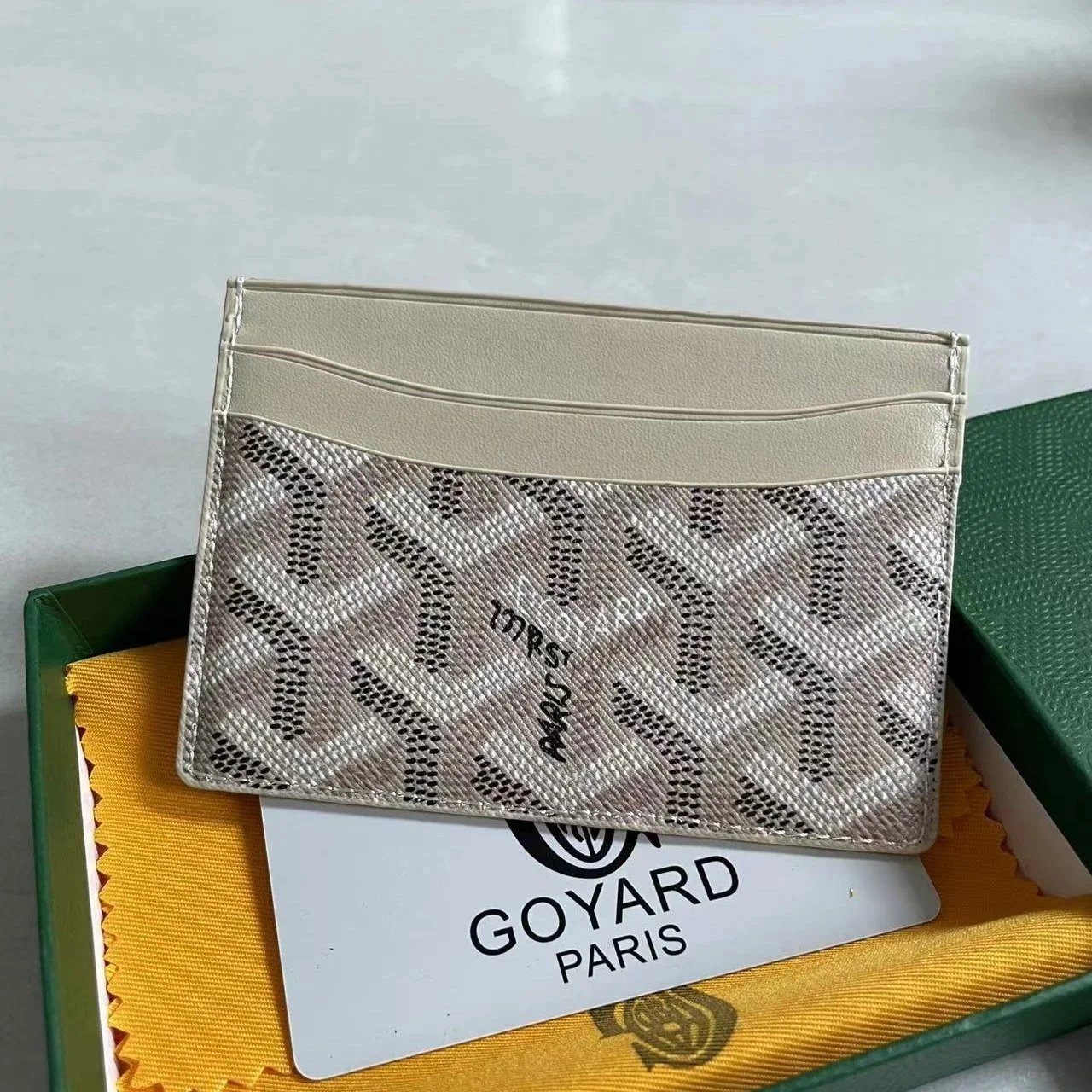 Goyard Saint Louis Card Holder Beige Canvas Wallet - 1