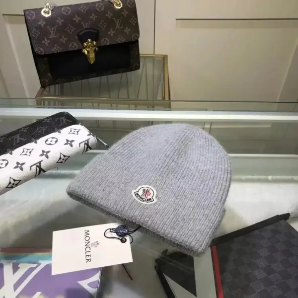 Moncler Logo Beanie Gray Hat - 1