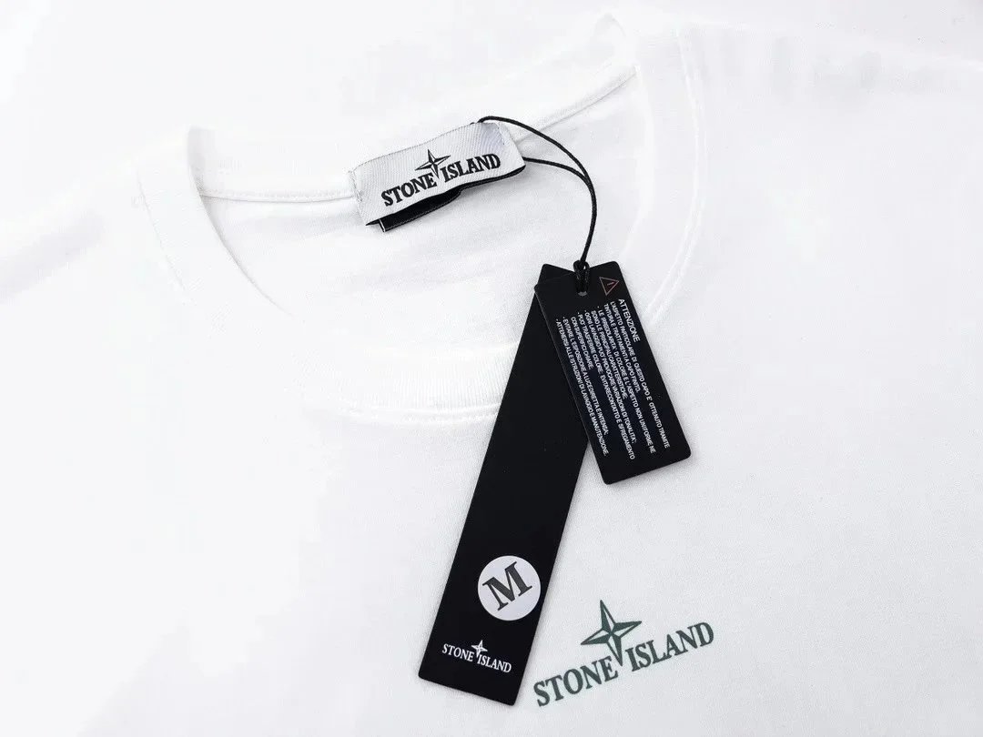 Stone Island Dripping Compass Logo Black T-Shirt - 8