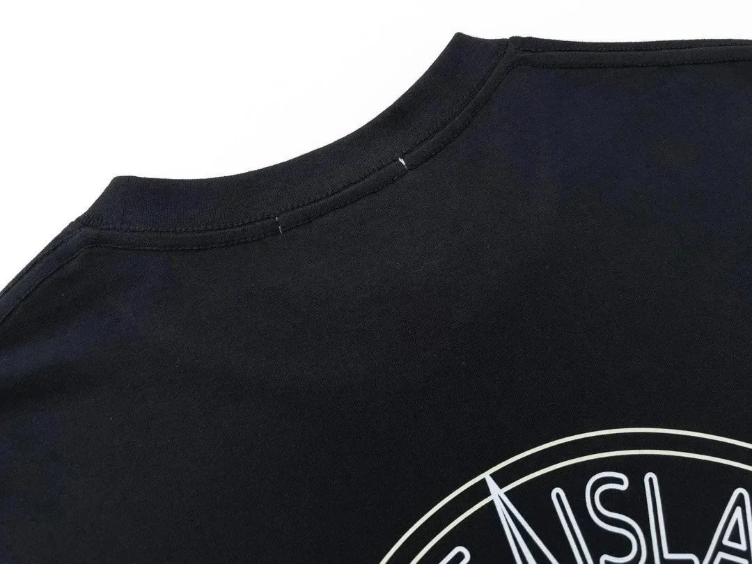 Stone Island Dripping Compass Logo Black T-Shirt - 4