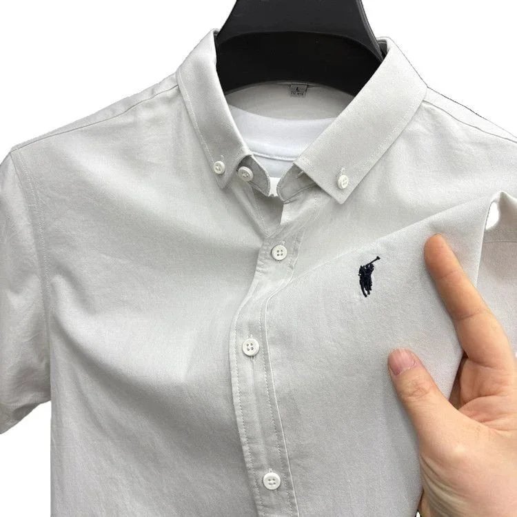 Design Short-Sleeve Button-Down Shirt Navy Tops Shirt - 7