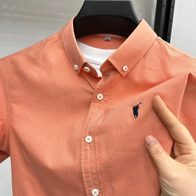 Design Short-Sleeve Button-Down Shirt Navy Tops Shirt - 3