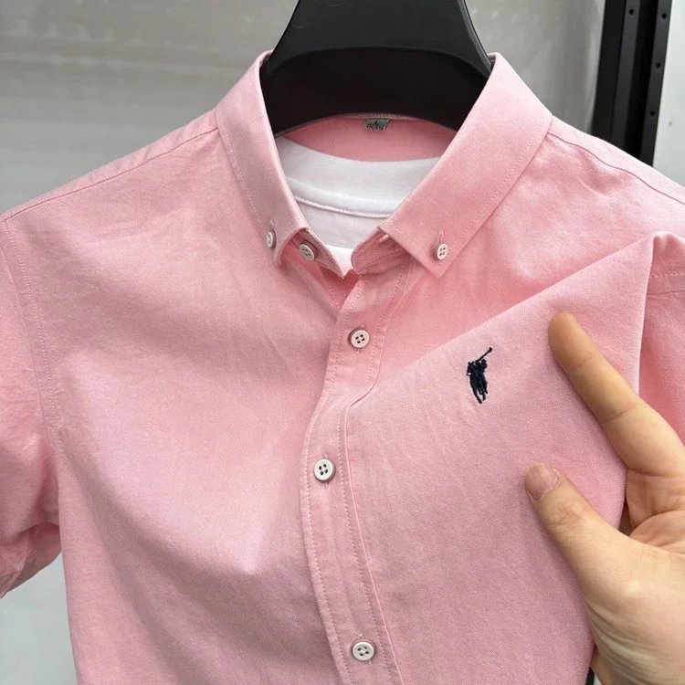 Design Short-Sleeve Button-Down Shirt Navy Tops Shirt - 6