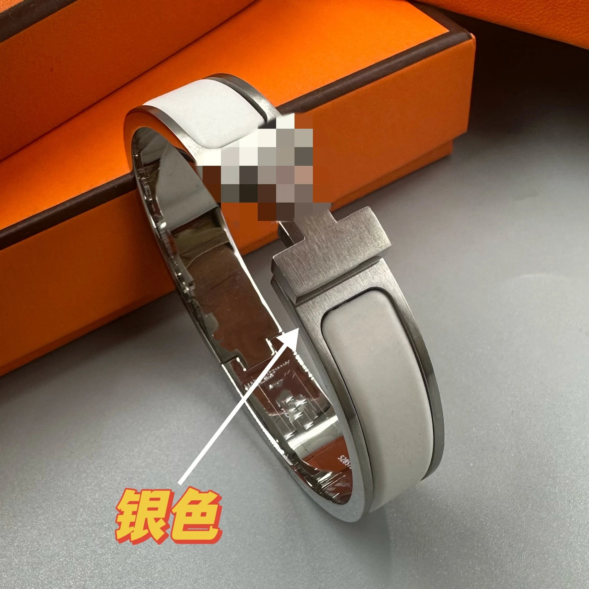Hermès Clic H Bracelet White Ceramic and Palladium-Plated Stainless Steel Jewelry - 12