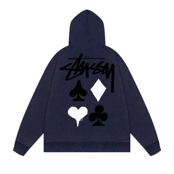 Stüssy Playing Cards Hoodie Navy - 1