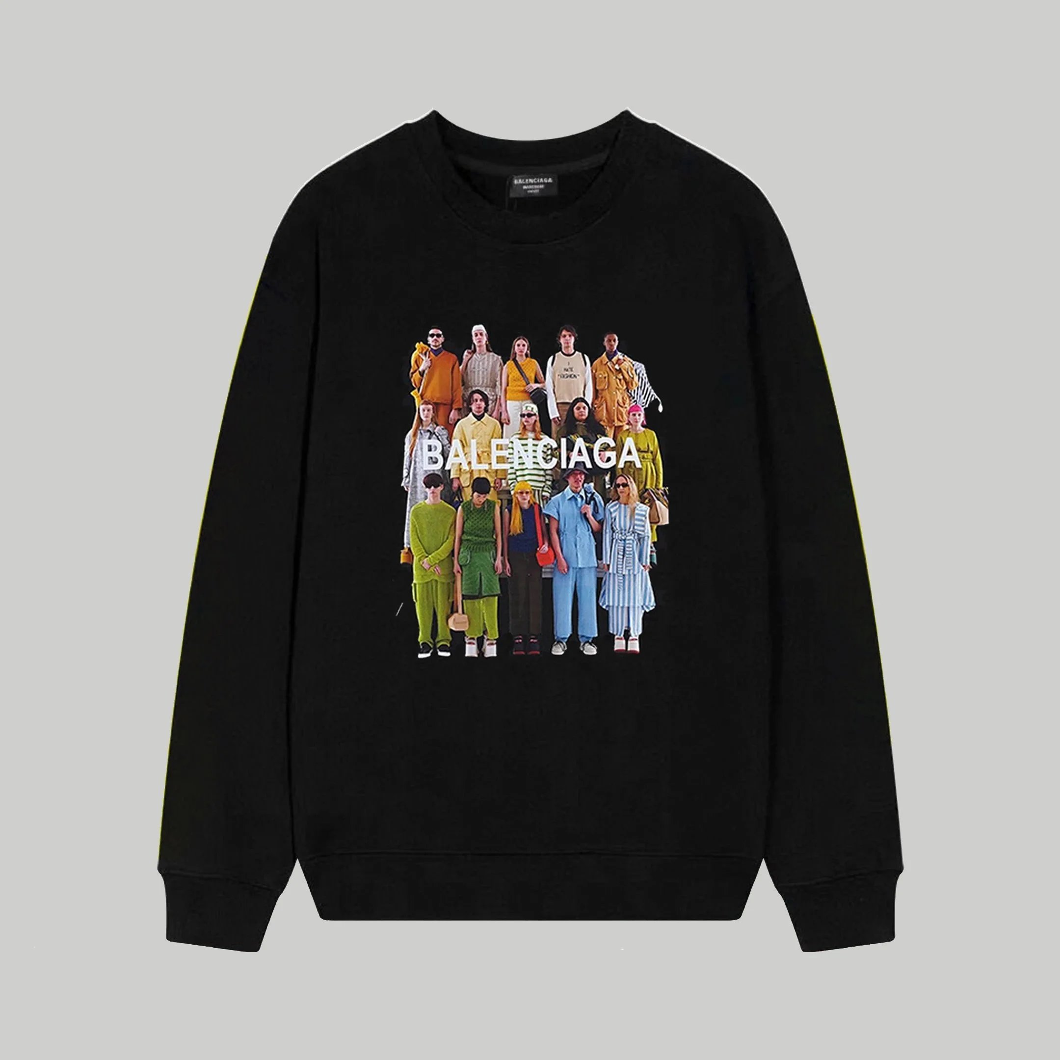 Balenciaga Group Photo Print Black Hoodie