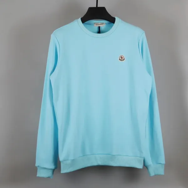 Moncler Logo Embroidered Crewneck Sweatshirt Sky Blue - 1