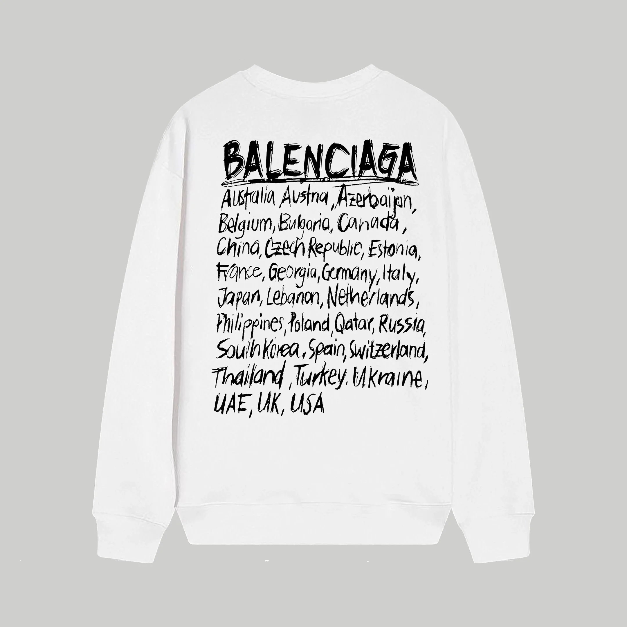 Balenciaga Countries List Print White Hoodie