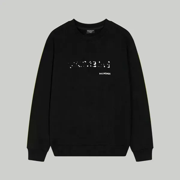 Balenciaga Distorted Logo Black Hoodie - 1