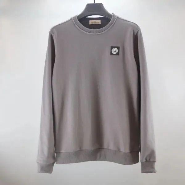 Stone Island Logo Patch Crewneck Sweatshirt Gray - 1
