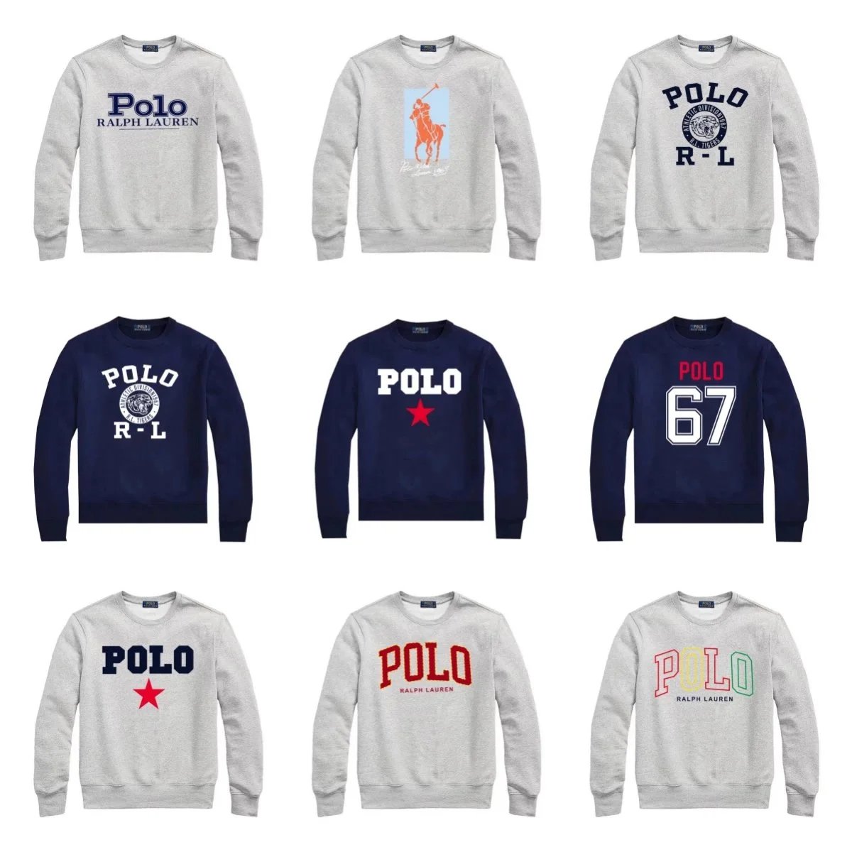 Polo Ralph Lauren Letter LOGO Print Sports Casual Crew Neck Pullover Sweatshirt