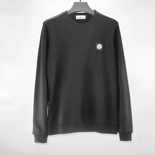 Stone Island Logo Patch Crewneck Sweatshirt Black - 1