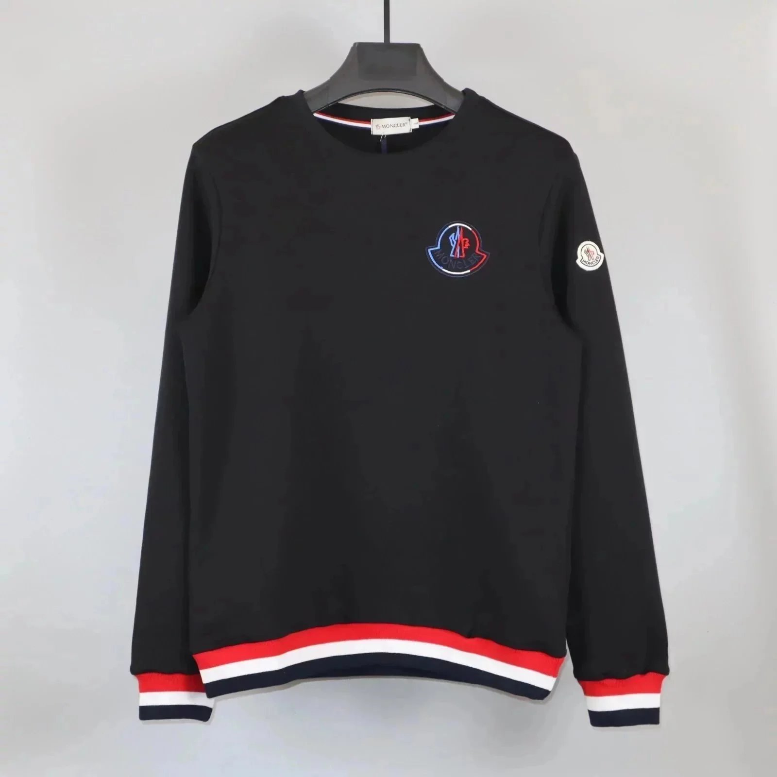 Moncler Genius 1 Moncler Pierpaolo Piccioli Black Sweatshirt with Red-White-Navy Trim - 1