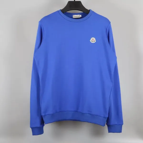 Moncler Logo Embroidered Crewneck Sweatshirt Blue - 1