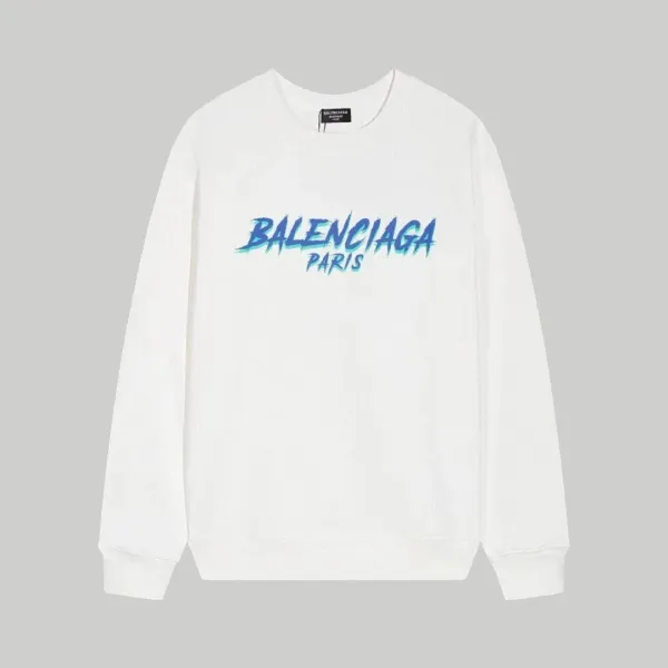 Balenciaga Logo Graphic Print White Hoodie - 1