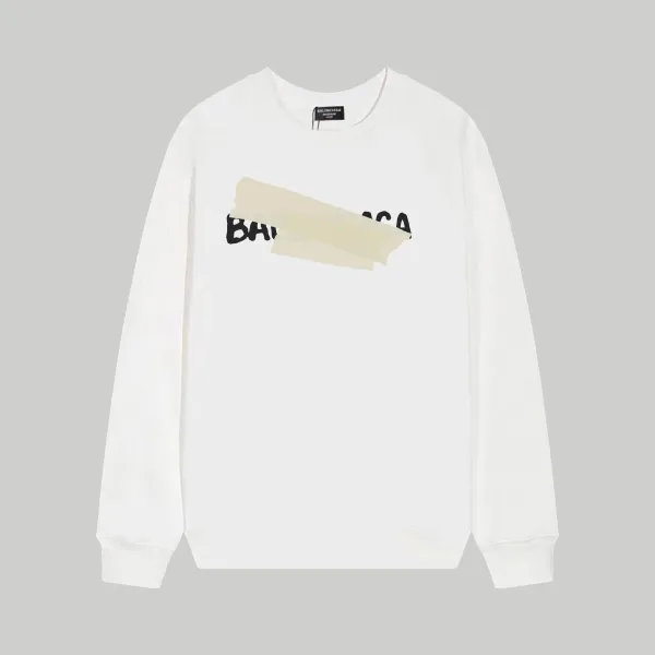 Balenciaga Tape Logo White Hoodie - 1